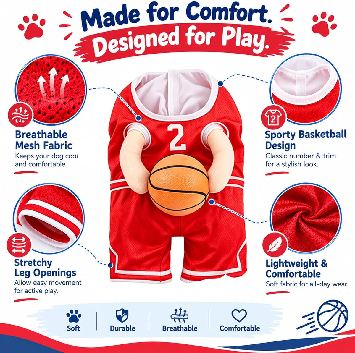 2025 New Dog Halloween Costumes, Dog Basketball Costume with Ball, Halloween Costumes with Basketball, Costume for Small Medium Large Dogs (1*Yellow, Small)