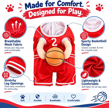2025 New Dog Halloween Costumes, Dog Basketball Costume with Ball, Halloween Costumes with Basketball, Costume for Small Medium Large Dogs (1*Yellow, Small)