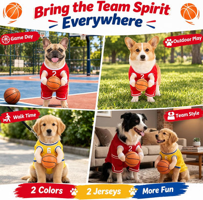 2025 New Dog Halloween Costumes, Dog Basketball Costume with Ball, Halloween Costumes with Basketball, Costume for Small Medium Large Dogs (1*Yellow, Small)
